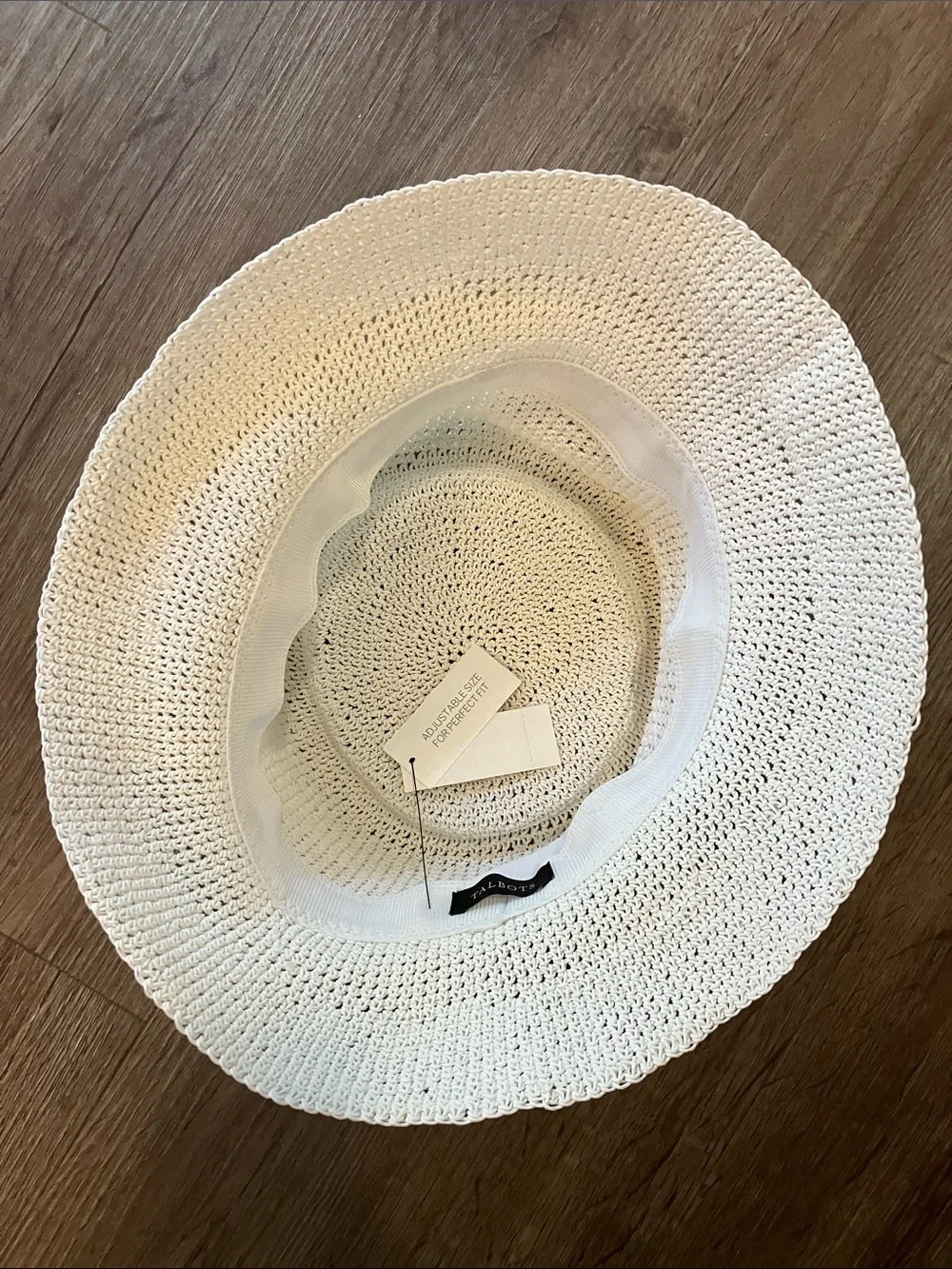 Talbots White Straw Hat with Brown Band